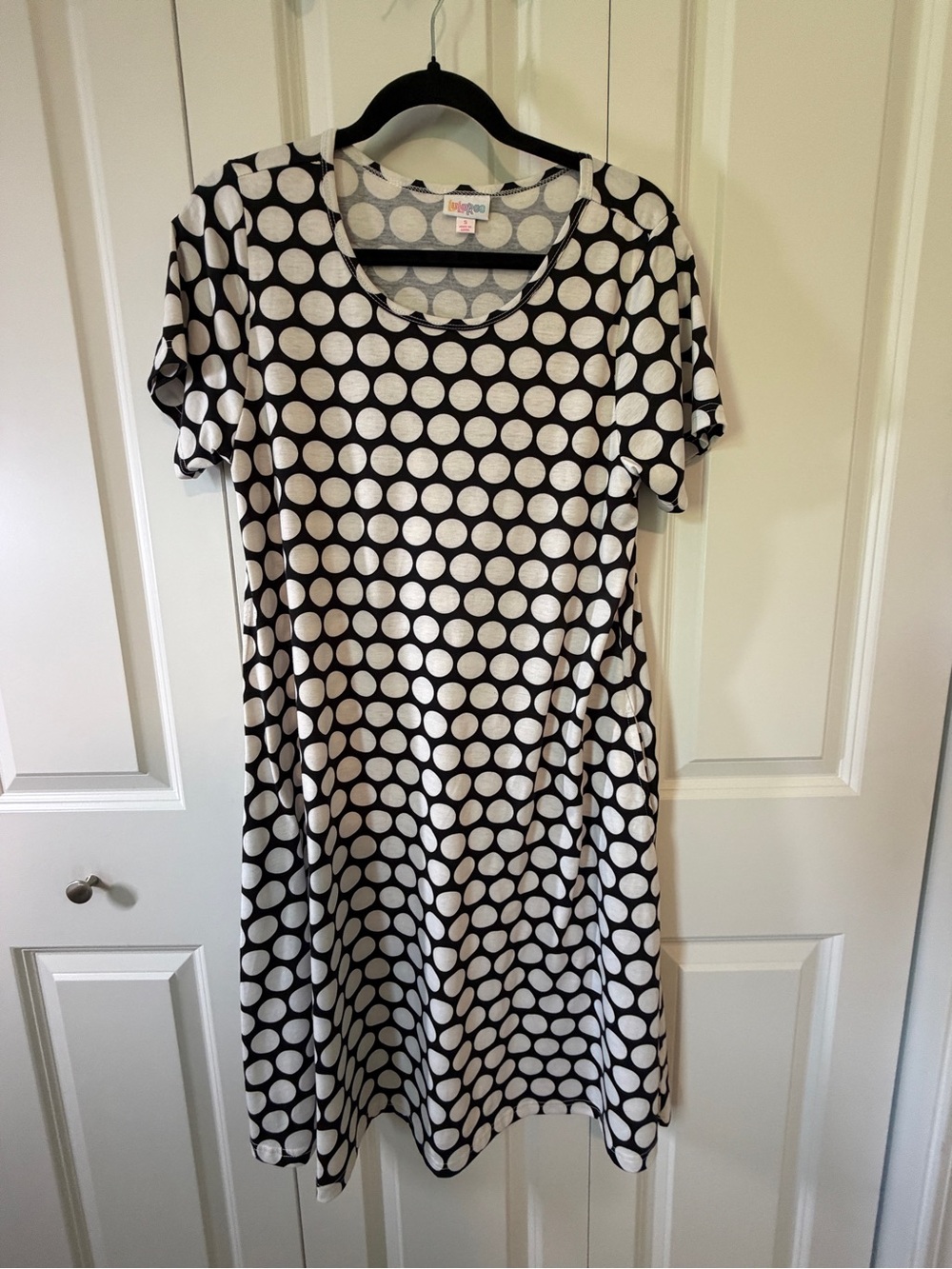LuLaRoe Black & White Polka Dot Midi Dress